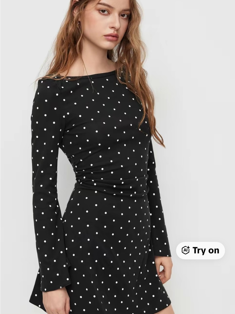 Cider Black and White Polka Dot Mini Dress